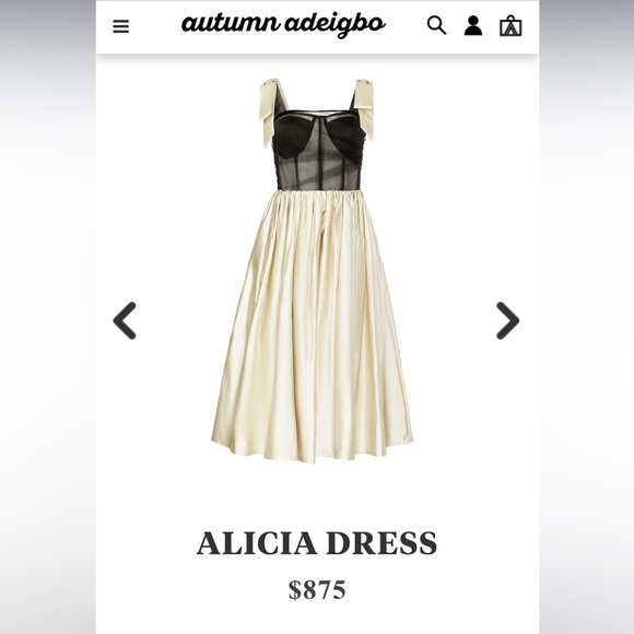 NWT - Autumn Adeigbo | Black and Cream Alicia Dress - Sz. 6 - Picture 4 of 11